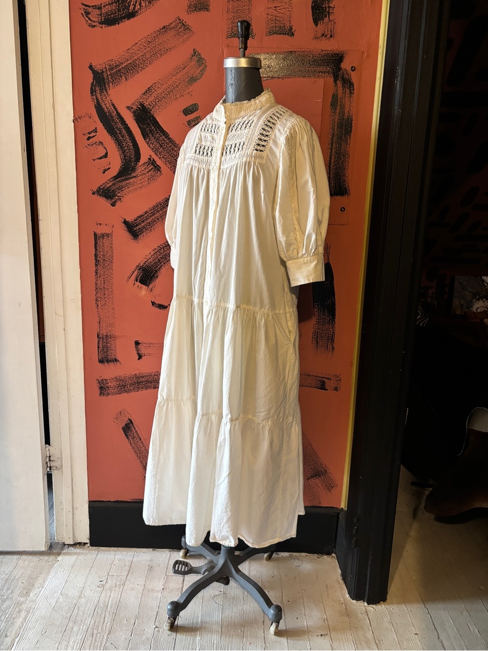 Sea New York Cream Crochet Yoke Tiered Maxi Dress - Picture 1 of 5